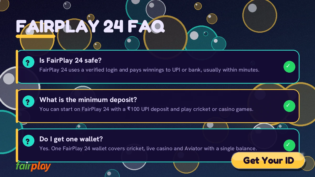 FairPlay 24 help card answering common login, app and withdrawal questions