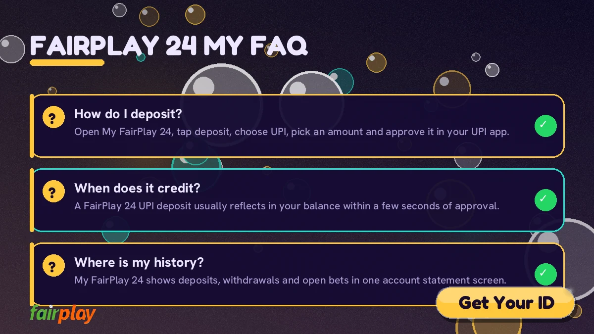 FairPlay 24 deposit and My account questions